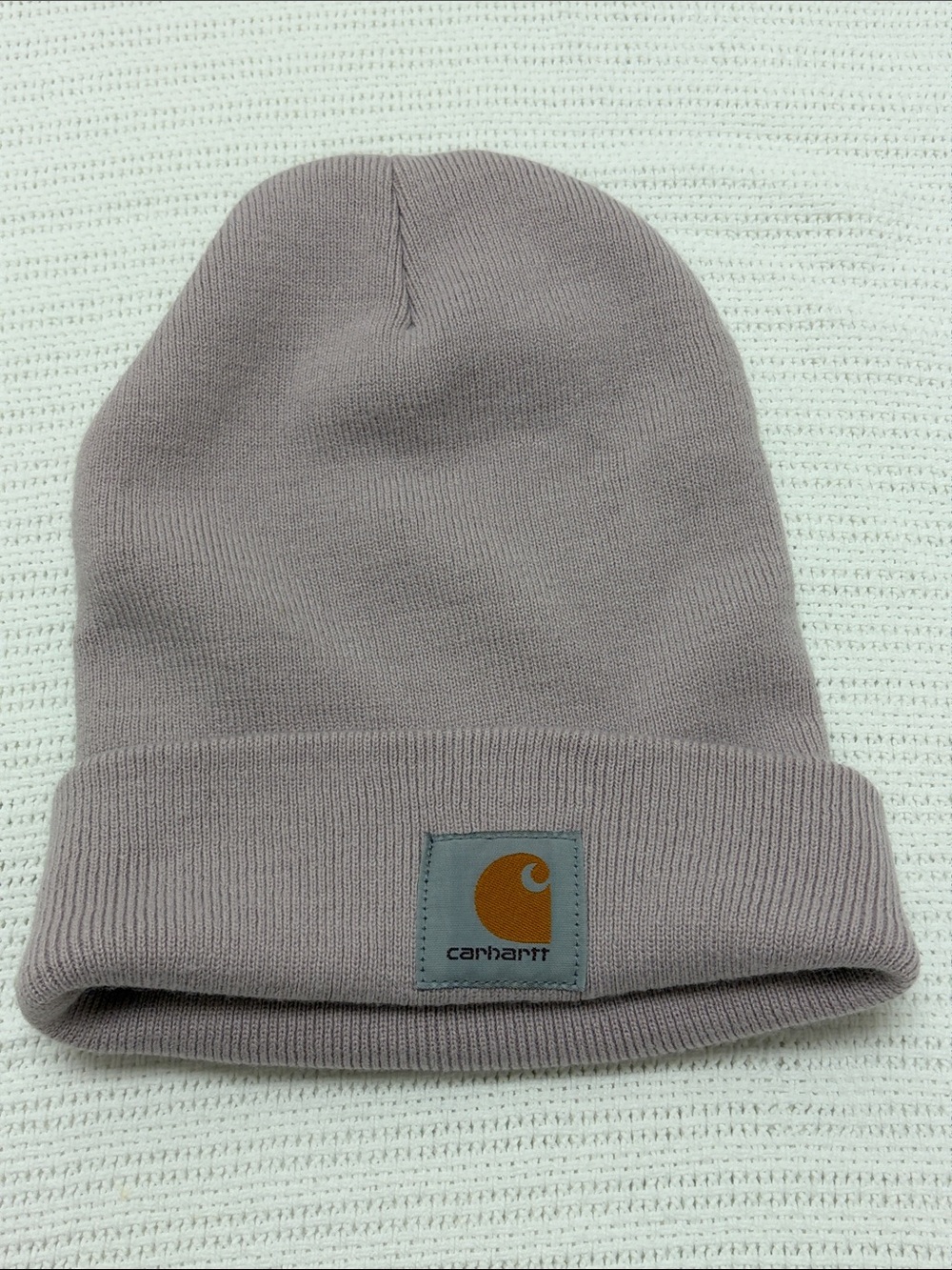Carhartt Lavender Knit Beanie with Orange Logo Patch women’s